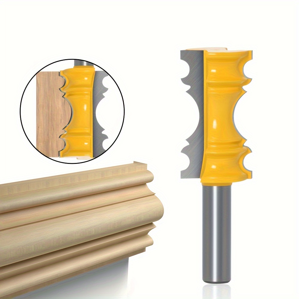 

1pc Large Elaborate Chair Rail Molding Router Bit - 1/2" Shank 8mm Shank Line Knife Tenon Cutter, Woodworking Tools