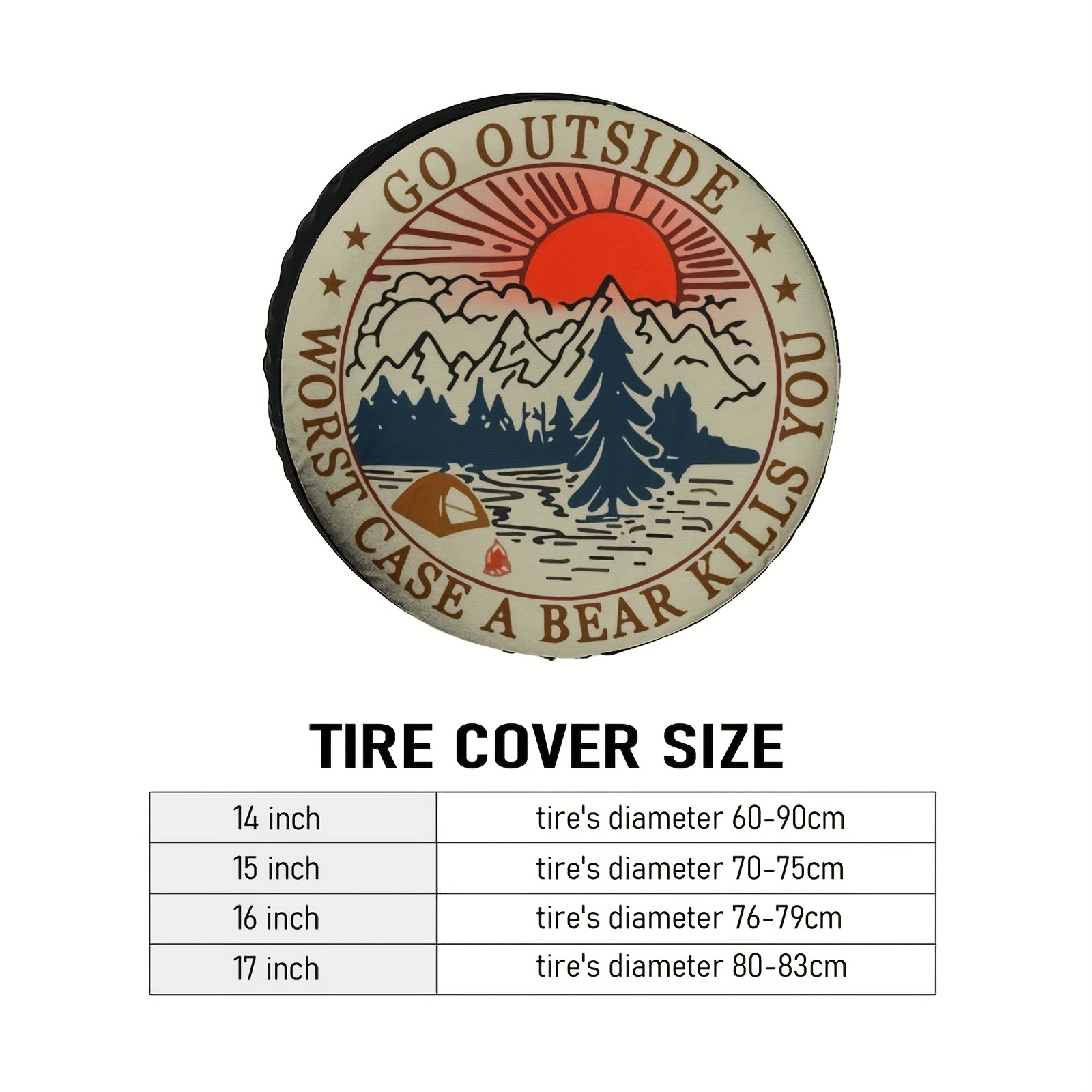 Go Outside Worst Case A Bear Kill You Spare Tire Cover Wheel Protectors  Weatherproof Universal For Trailer Rv Suv Truck Camper Travel Trailers  Temu