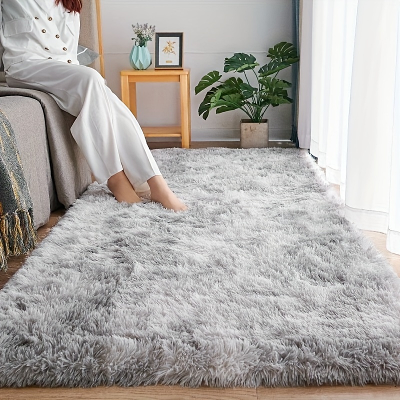 

1pc Fluffy Area Rug For Bedroom, Soft Fuzzy Shaggy Rugs For Girls Bedroom, Fluffy Rug For Kids Room,shaggy Carpet For Living Room With Non-slip Bottom, Light Grey Rug