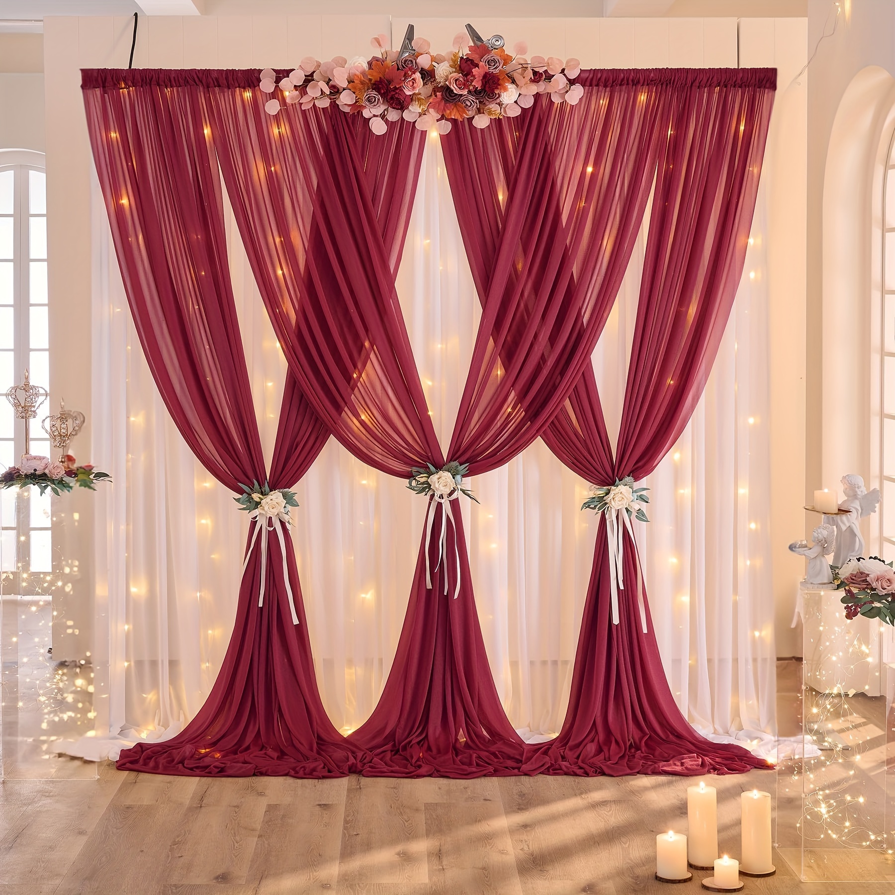 1 cortina de fondo decorativa para fiesta, cortina de borla cuadrada de  plástico rosa metálico para fiesta, Moda de Mujer