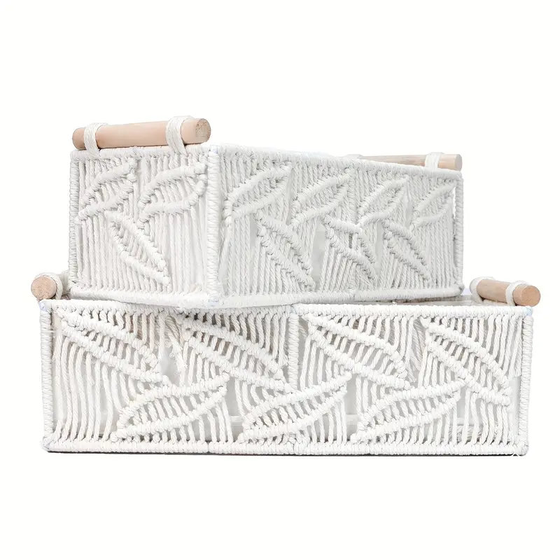Mkono Macrame opbergmanden Boho Decor Box handgemaakte geweven decoratieve aanrecht toilet tank plank kast organizer voor slaapkamer kinderkamer woonkamer huis, set van 2, bruin Mkono Macrame opbergmanden Boho Decor Box handgemaakte geweven decoratieve aanrecht toilet tank plank kast organizer voor slaapkamer kinderkamer woonkamer huis, set van 2, bruin