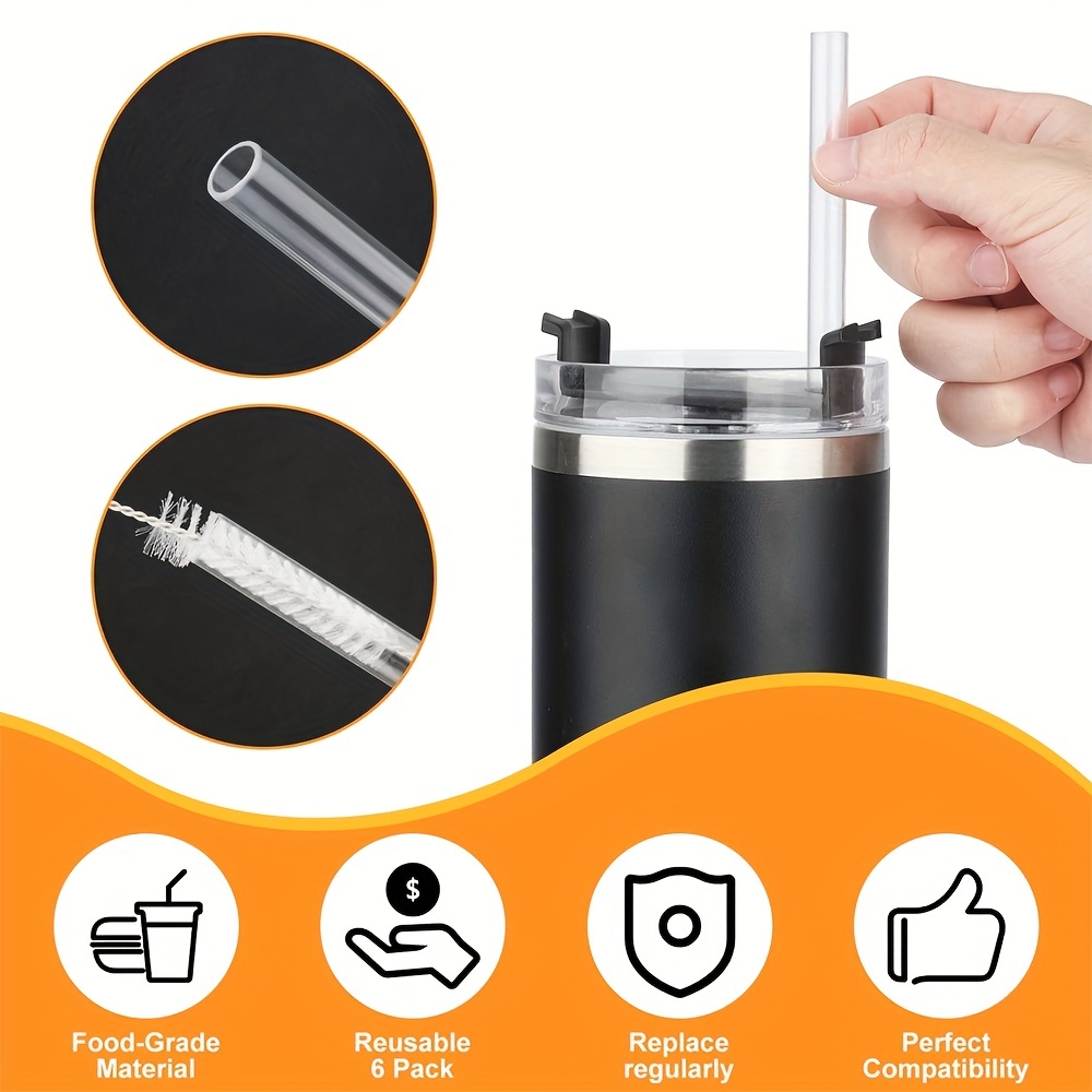 9Pcs for Stanley Cup Accessories,Replacement Straws for Stanley 40 oz 30 oz  Cup Tumbler&Simple Modern Trek Tumbler 40 oz,Plastic Clear Reusable Straw