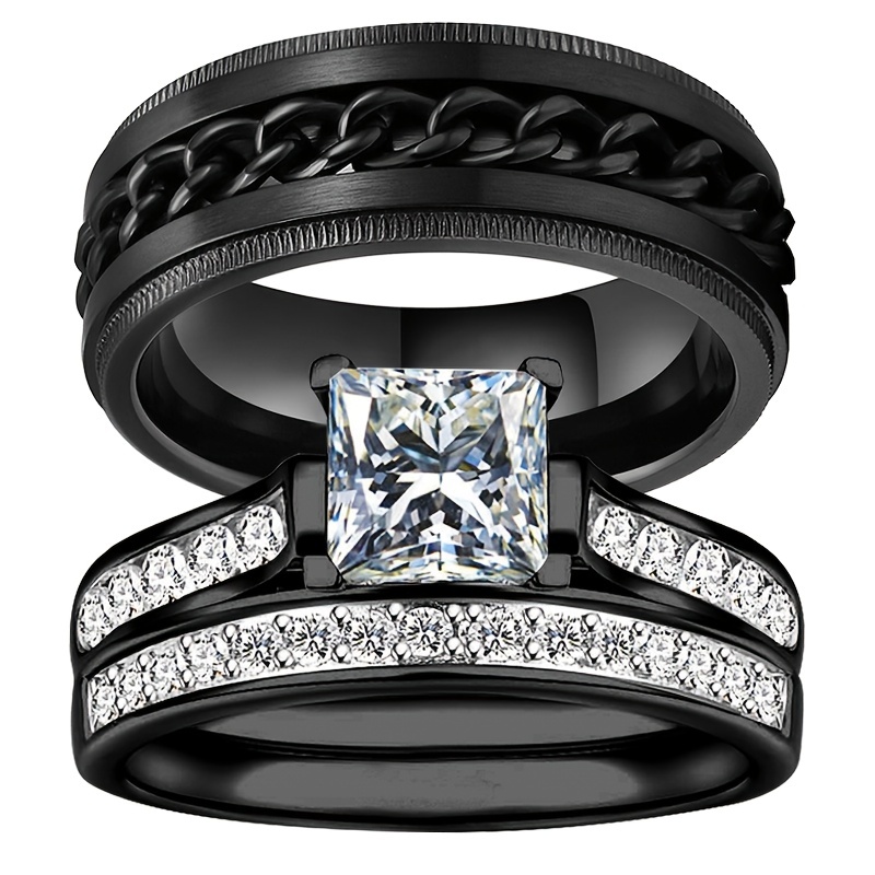 10 pcs/set Adjustable black Ring set women Wedding Anniversary