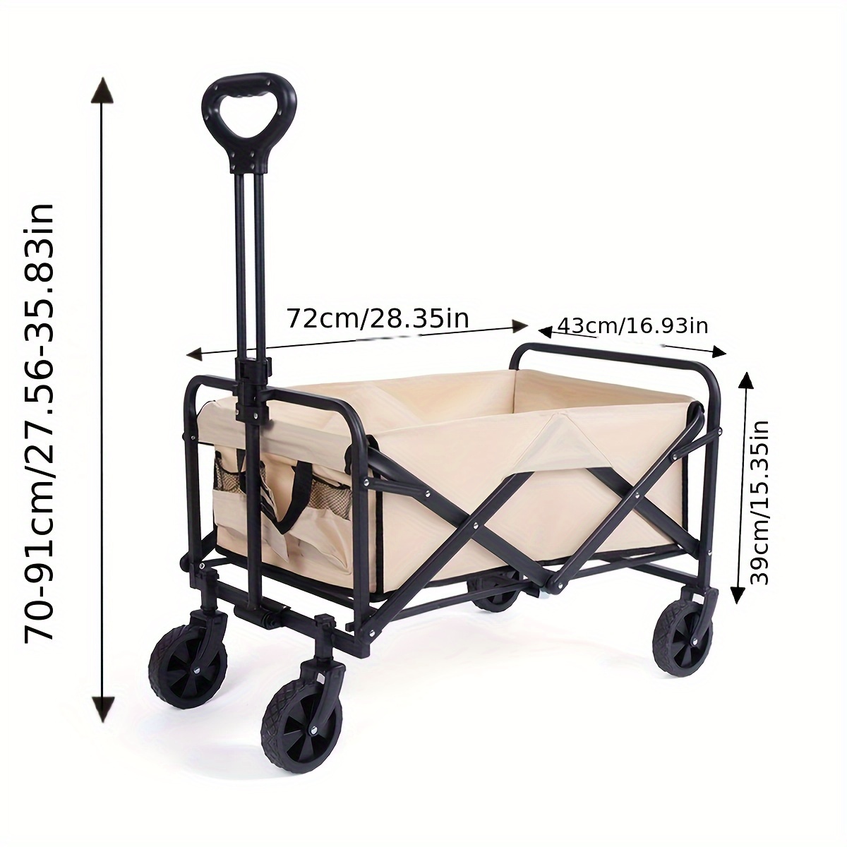 1pc Outdoor Wagon Trolley Folding Camping Wagon Utility Wagon Garden  Shopping Cart With 4 Wheels Adjustable Handle, Free Shipping On Items  Shipped From Temu