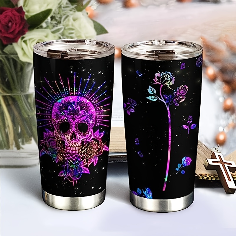 Double Walled Skull Tumbler With Lid And Straw - Perfect For Summer And  Winter Drinks, Travel, And Halloween Decor - Temu