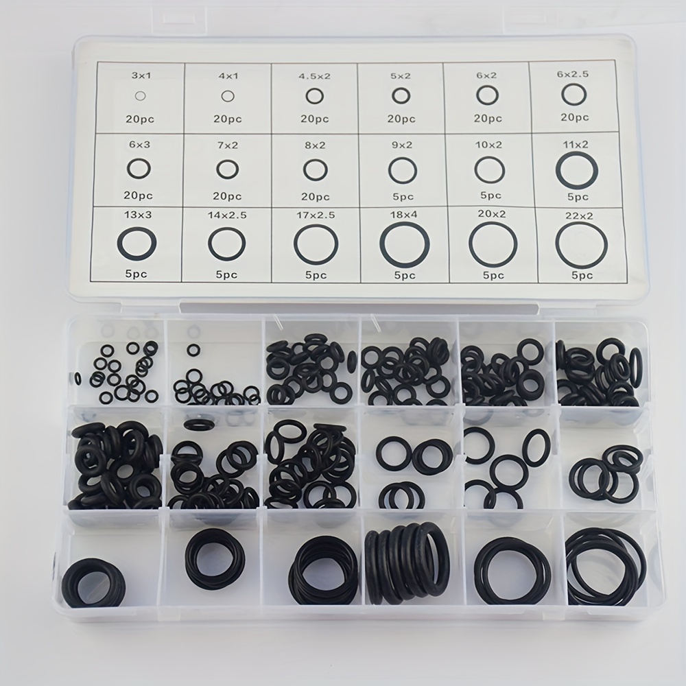 225pcs Rubber Grommet Kit O Ring Set Black Leather Ring Sealing Ring High  Temperature And Corrosion