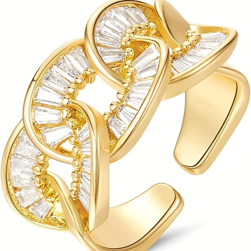 Men's Copper Zircon Ring Couple Cuff Ring
