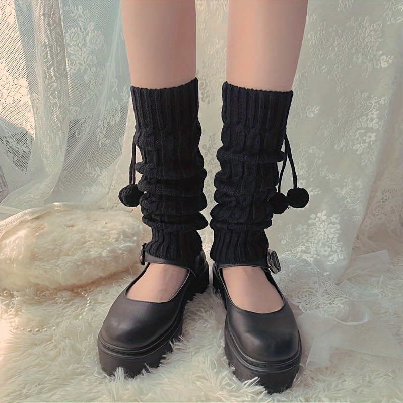 Solid Cross Strap Leg Warmers Cute Versatile Knee High Socks