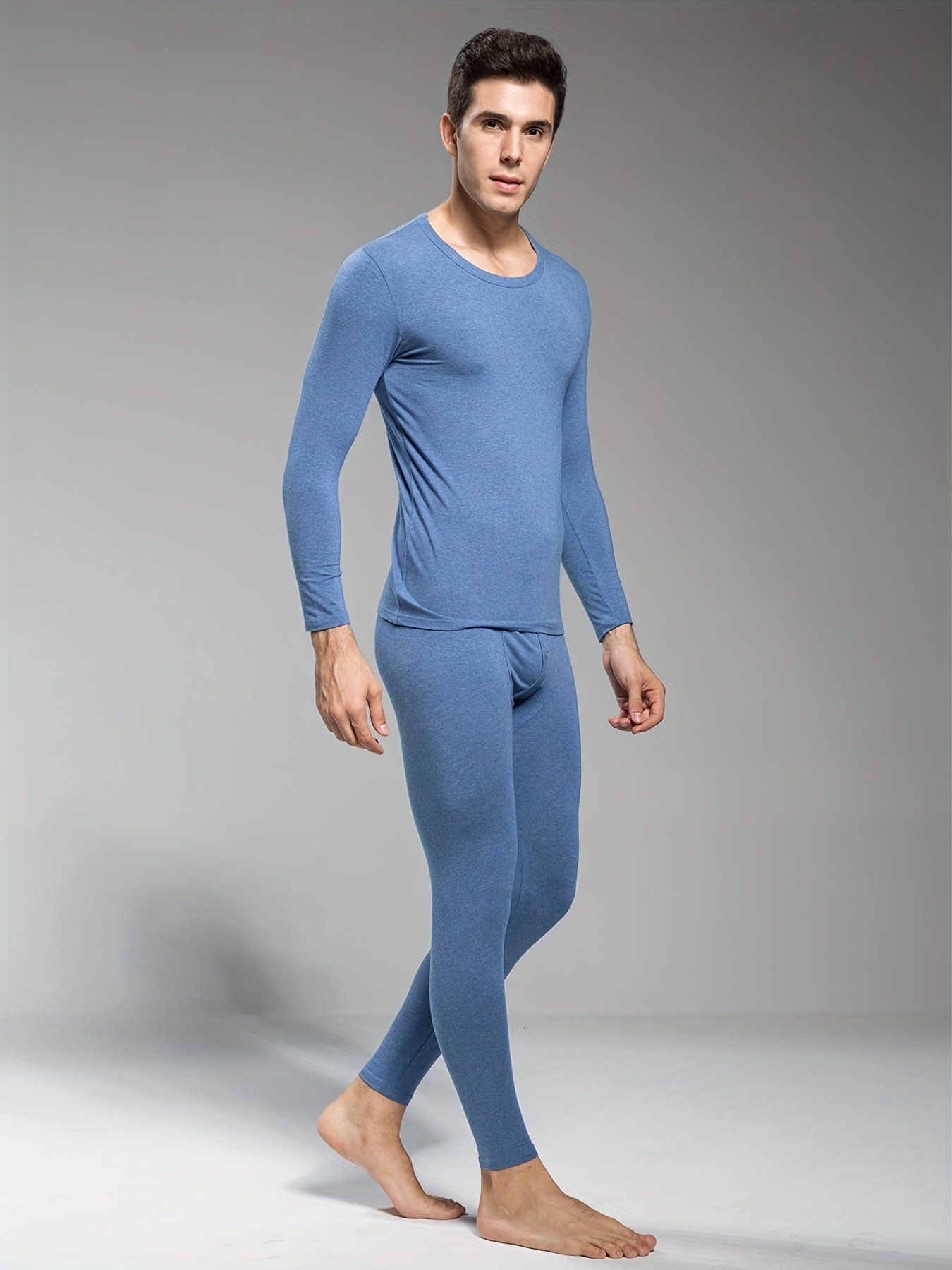 Men's Base Layer Set Thermal Underwear Set Crew Neck Top - Temu