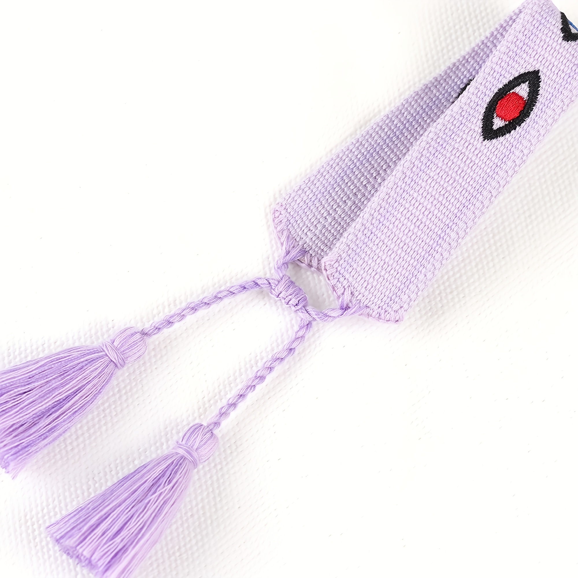 Multicolor Evil's Eyes Embroidered Tassel Bracelet, 10 Colors