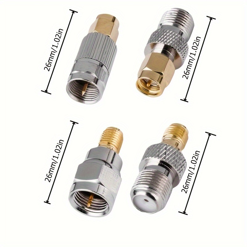 8pcs sma male female to f male female coax kit rf coaxial adapter kits sma to f straight gold plated nickel plated tv coax adapter connector for dab fm am radio pioneer