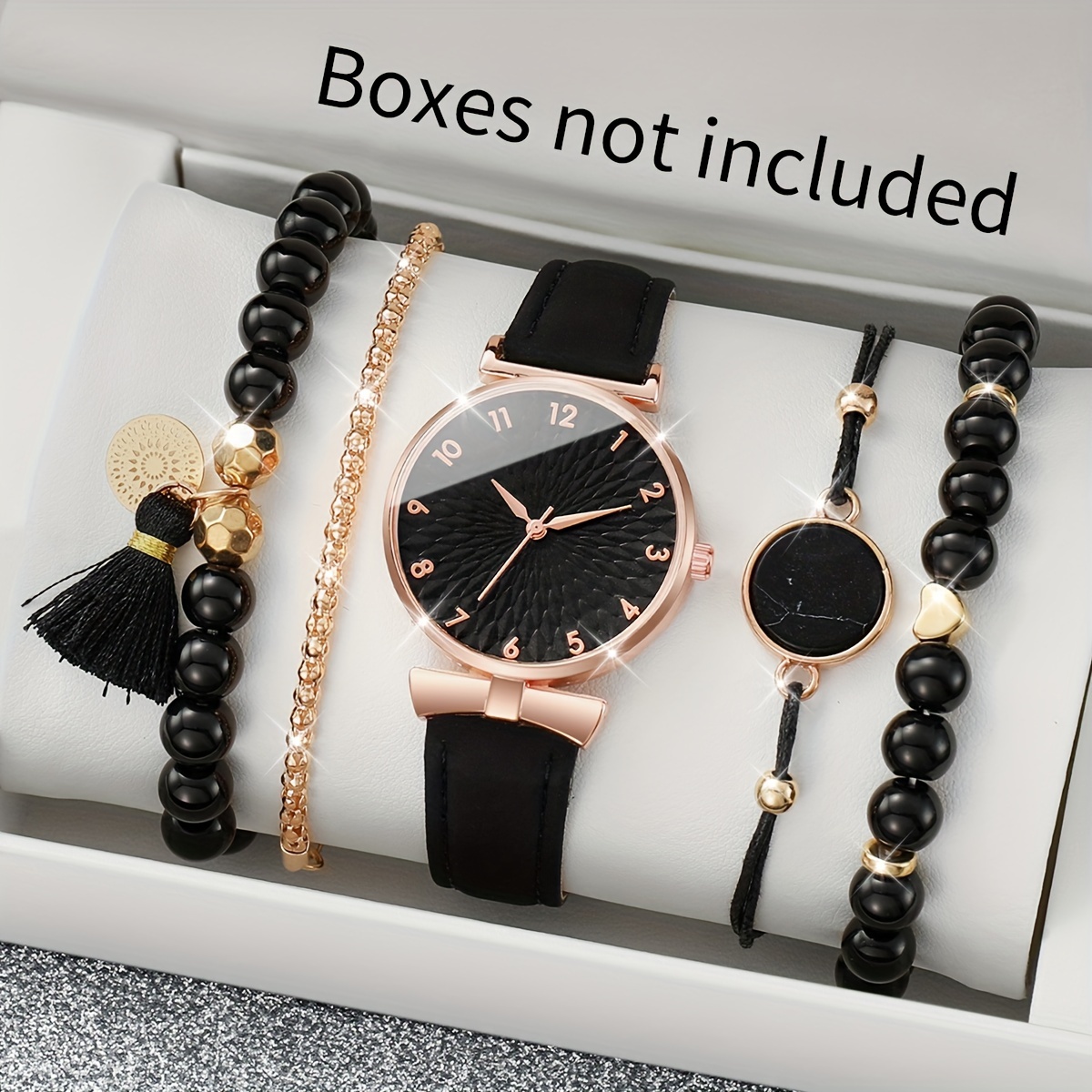 2pcs/set 女性用腕時計 可愛い丸いポインタークォーツ時計 アナログPUレザー腕時計＆ブレスレット ママ彼女へのギ - Temu Japan