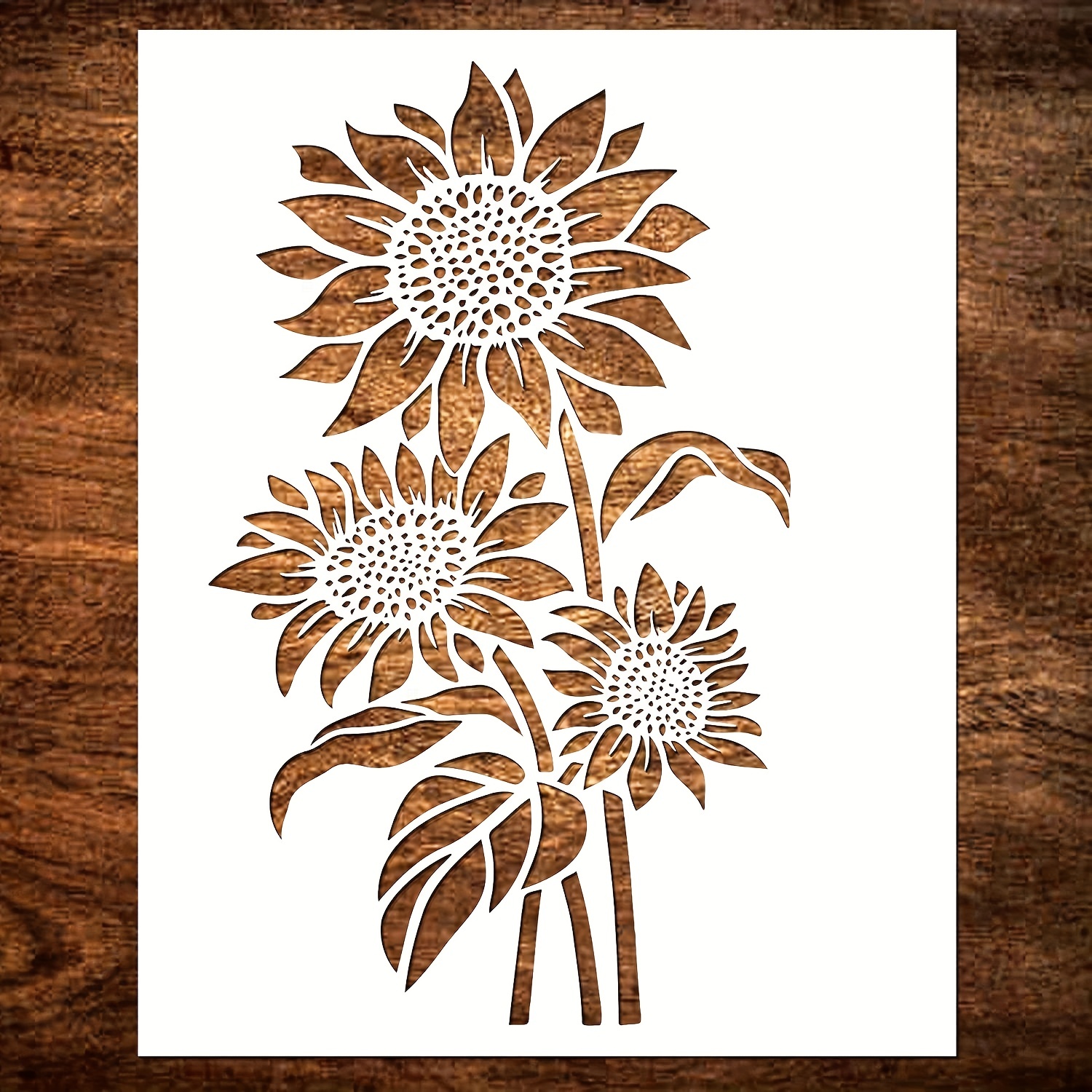 

Large Sunflower Stencil (12x15 Inches) - Reusable Sun Flower Stencils For Painting On Wood, Canvas, Paper, Fabric, Wall, Furniture - Diy Template For Art And Crafts