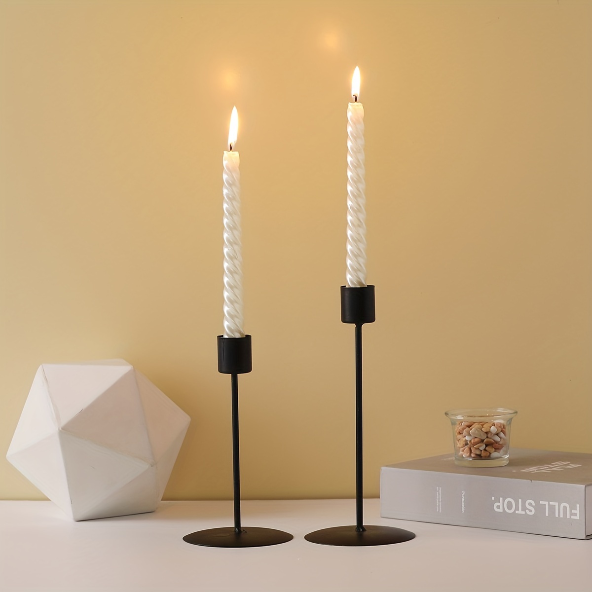 Candele Festività Bianche Basse- 2 pz - altezza 7 cm