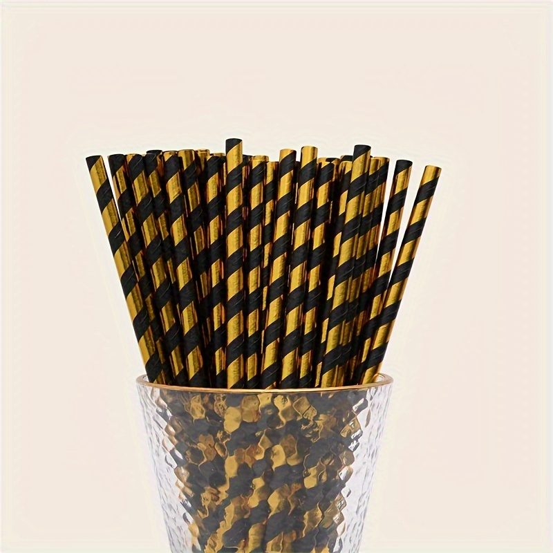 Pailles en papier durables et biodégradables - Pailles dorées - Pailles de  cocktail - Pailles de 100 motifs mélangés : : Cuisine et Maison