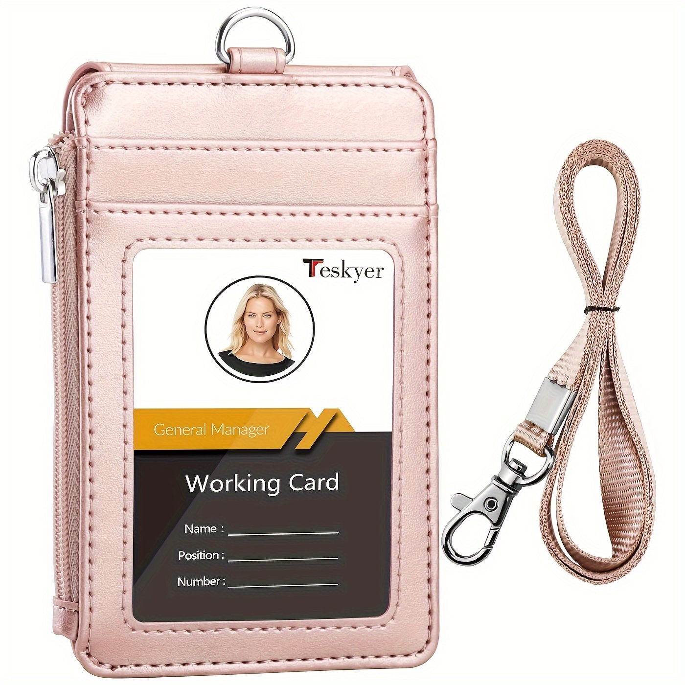 New Style Office Identity Badge Holder Neck Lanyard Card Holder First Layer  Leather Real Calf Credit ID Card Set Luggage Tag