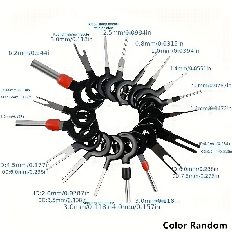 Kit d'outils de retrait de borne pour voiture, ensemble d'outils d' extraction de clé de déverrouillage de broche de connecteur de fil 39  pièces pour la plupart des bornes de connecteur 