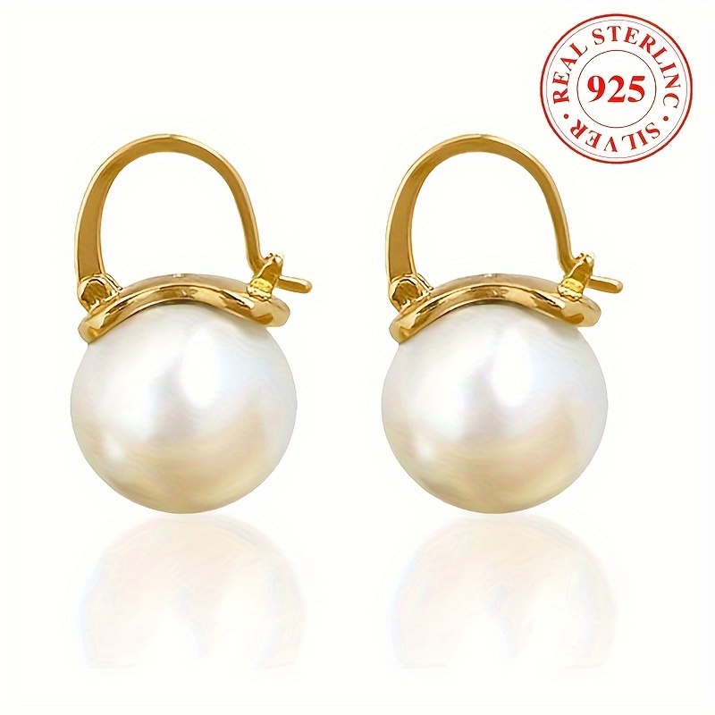 PHNIBIRD Faux Pearl Earrings sterling silver earrings hypoallergenic  earrings studs earrings for women rose gold