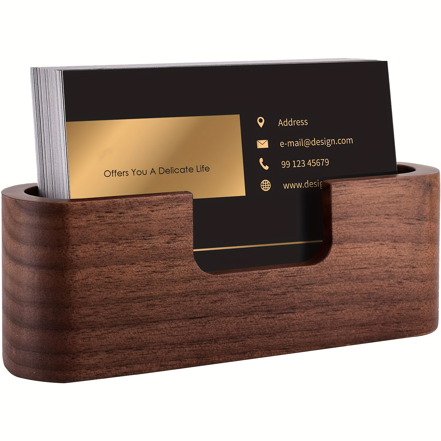  MaxGear Wood Business Cards Holder for Desk Business