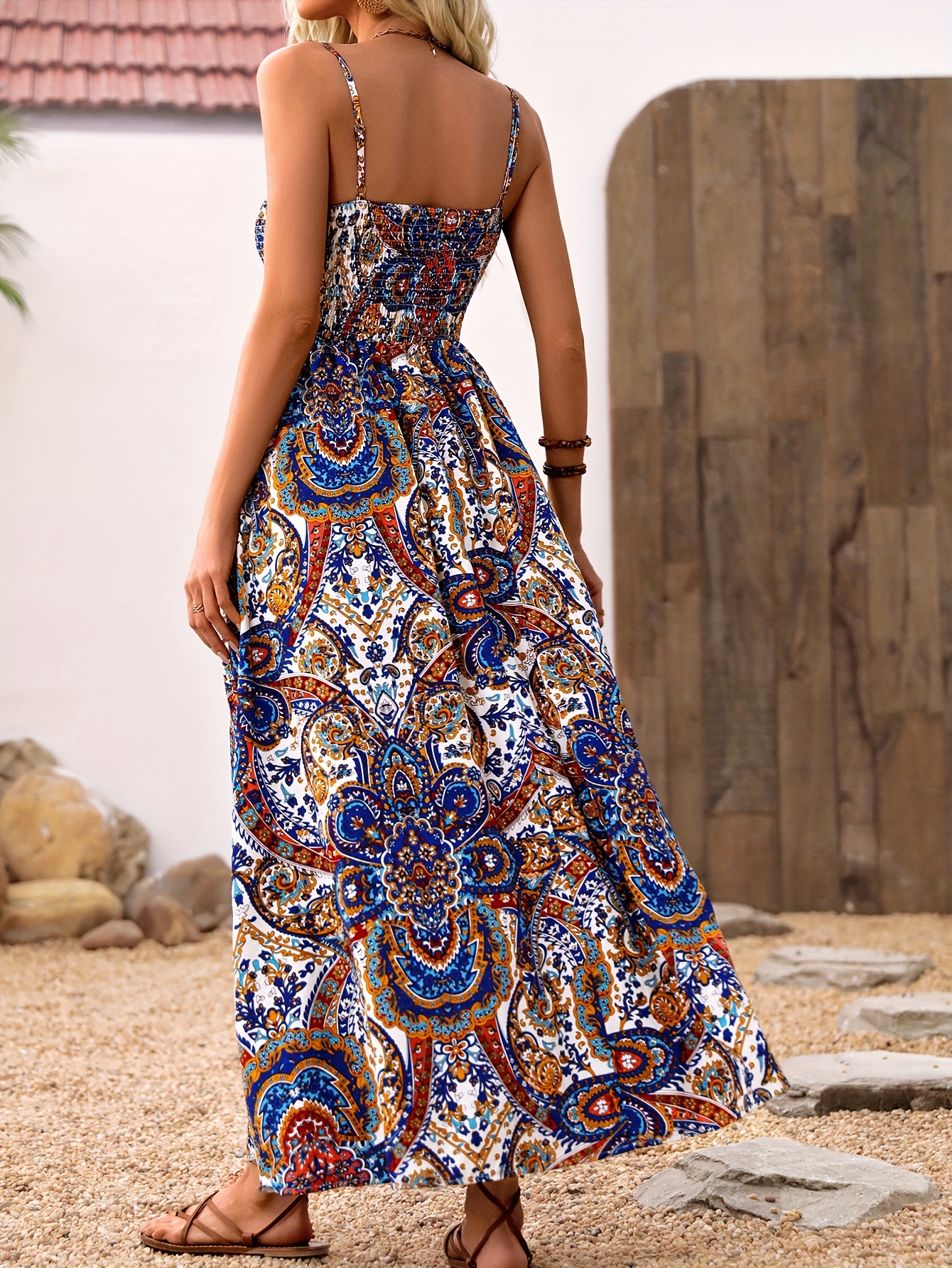 womens vibrant paisley print sleeveless maxi dress casual - Temu