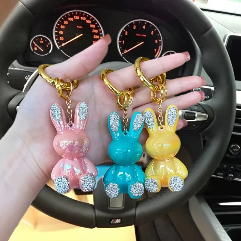 Cute Cartoon Rabbit Car Key Chain Creative Car Keychain Car - Temu