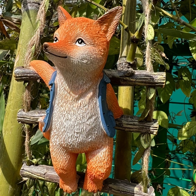 Cute Fox Resin Statue Figurines Hanging Animal Decor Pot - Temu