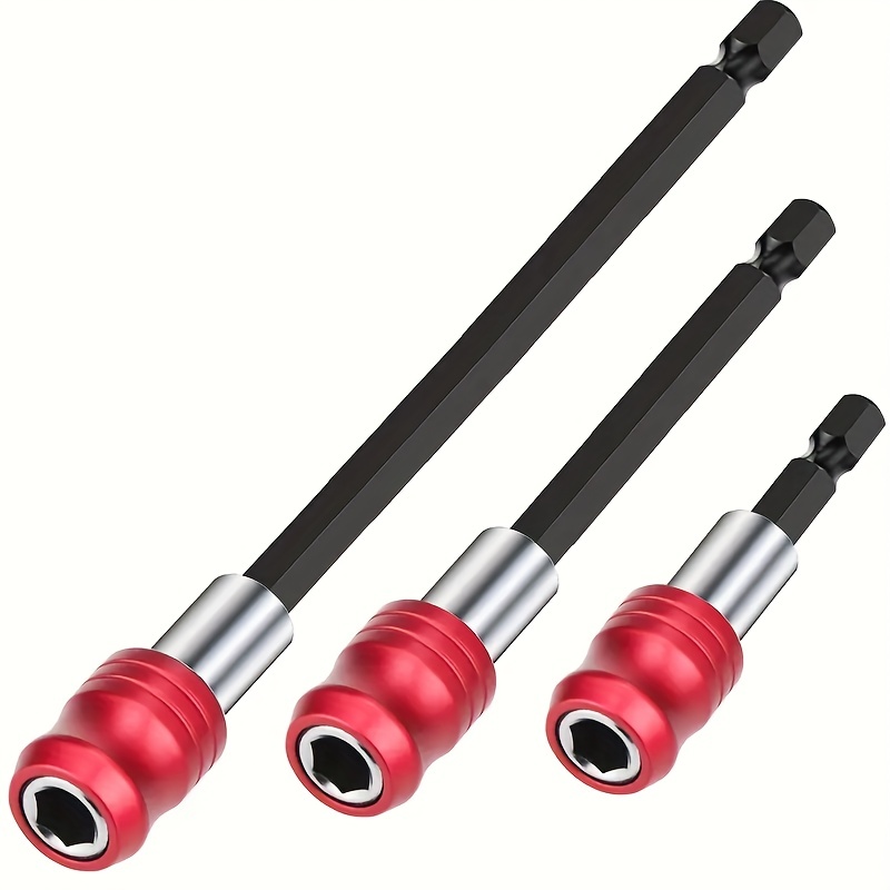 

3pcs Drill Bit Extension, Quick Release Magnetic Screwdriver Bit Holder Impact Driver Bit Set, Bar Socket Chuck Adapter, 1/4 Inch Hex Shank Power Magnetic Bit Holder For Screws Nuts Drill