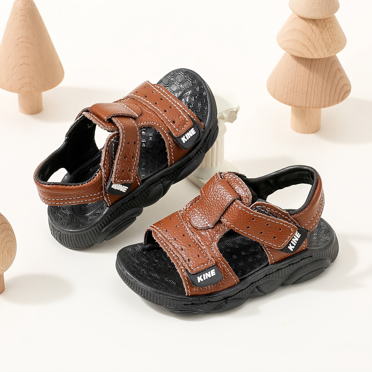 Boys Trendy Hook And Loop Sandals, Wear-resistant Non-Slip Comfy Beach  Shoes, Summer