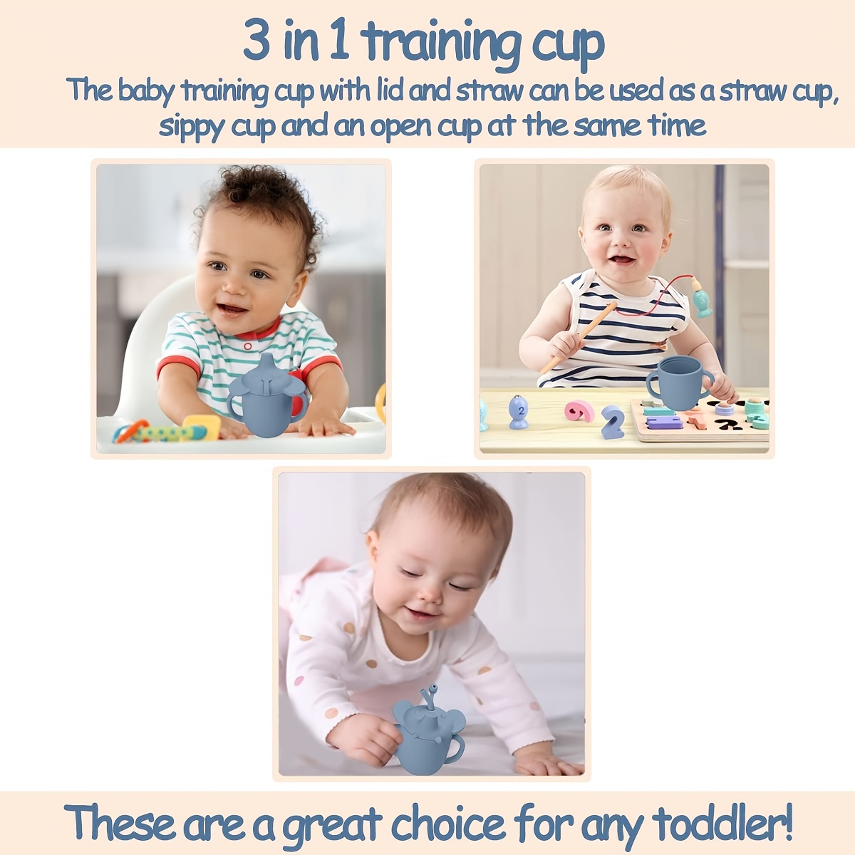 Silicone Sippy Cup for Baby,Toddler Training Cup, Spill Proof