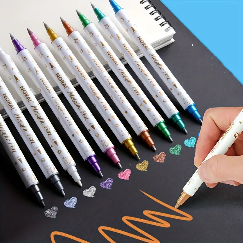 Multiple Colors Marker Pens Drawing Pens Metal Pens Double - Temu