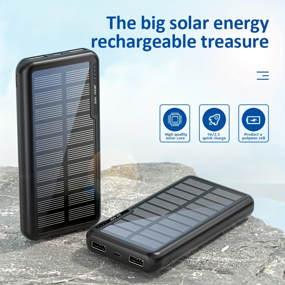 Cargador solar - Cargador de batería portátil de 30000 mAh de carga rápida  para teléfono solar, cargador de panel de batería QC3.0 de doble puerto