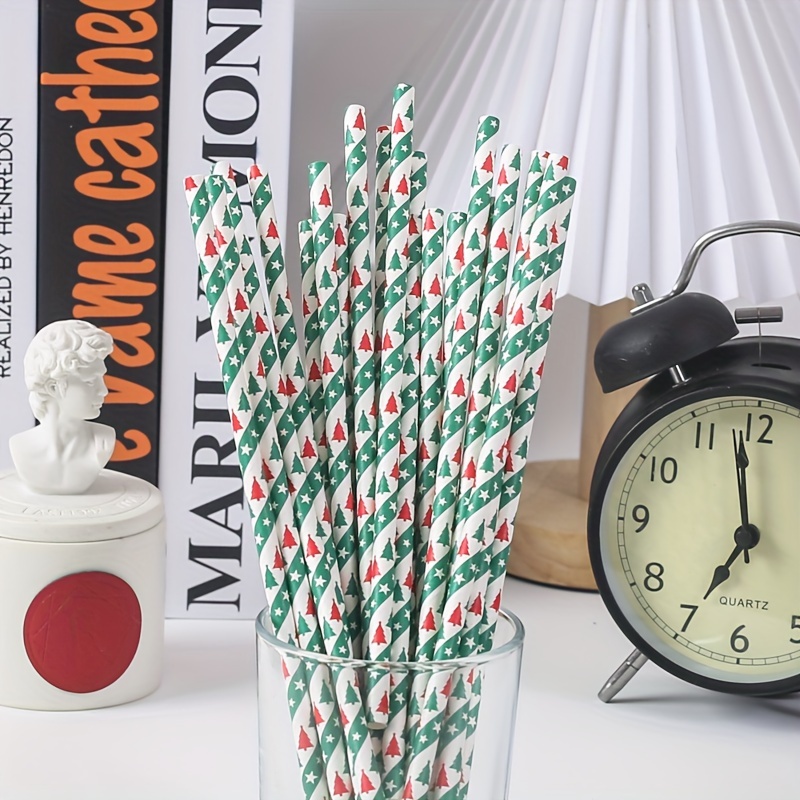 Biodegradable Christmas Paper Straws Christmas Tree - Temu