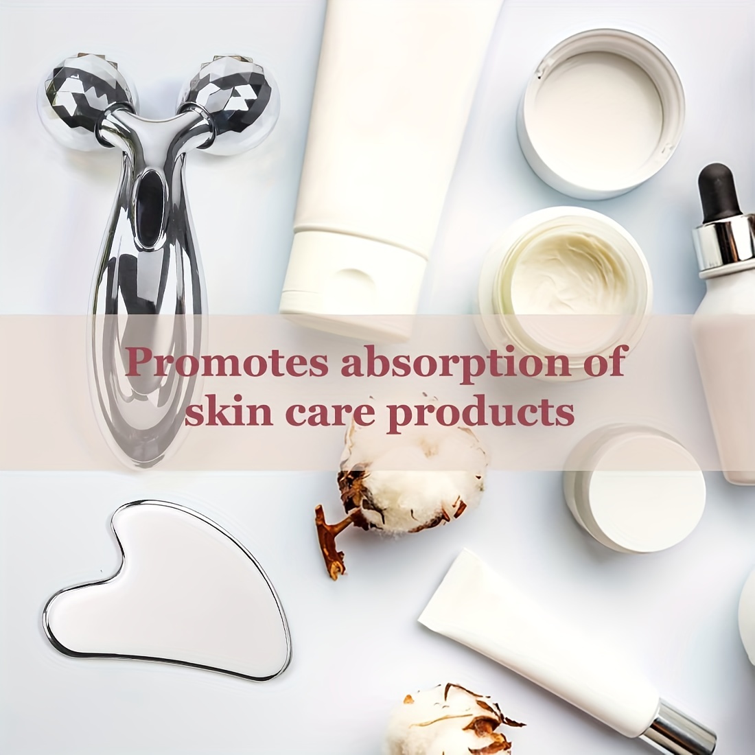 Stainless Steel Gua Sha & Face Roller Set - Face Massager & Sculpting Tool