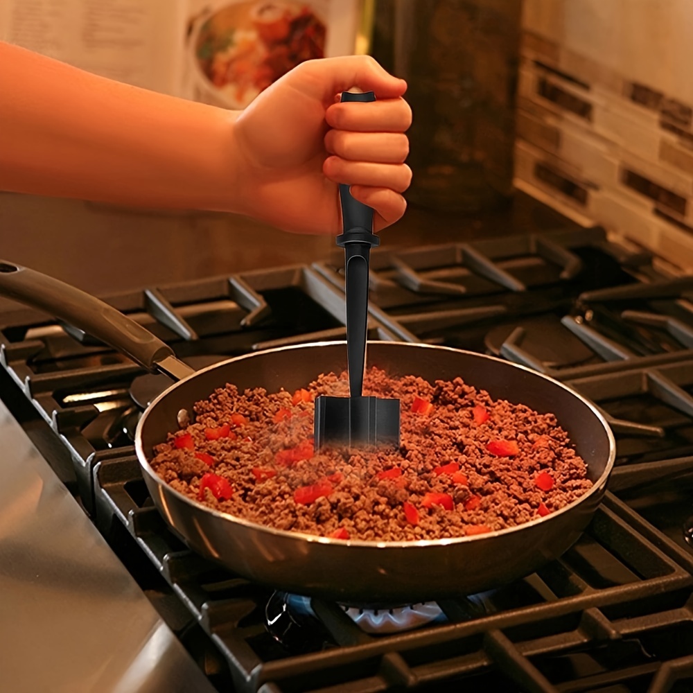 Professional Heat Resistant Ground Beef/Hamburger/Potato Masher | Nylon Ground Beef Chopper Tool | Hambuger Smasher Safe for Non-Stick Cookware