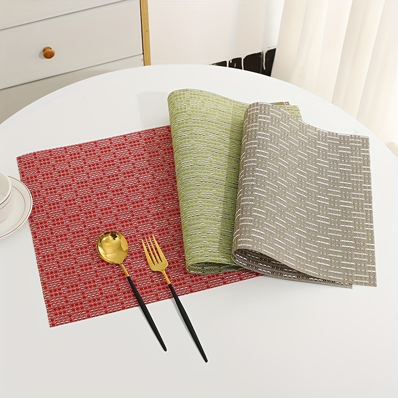 1pc PVC Placemat, Modern Plaid Pattern Anti-slip Table Mat For