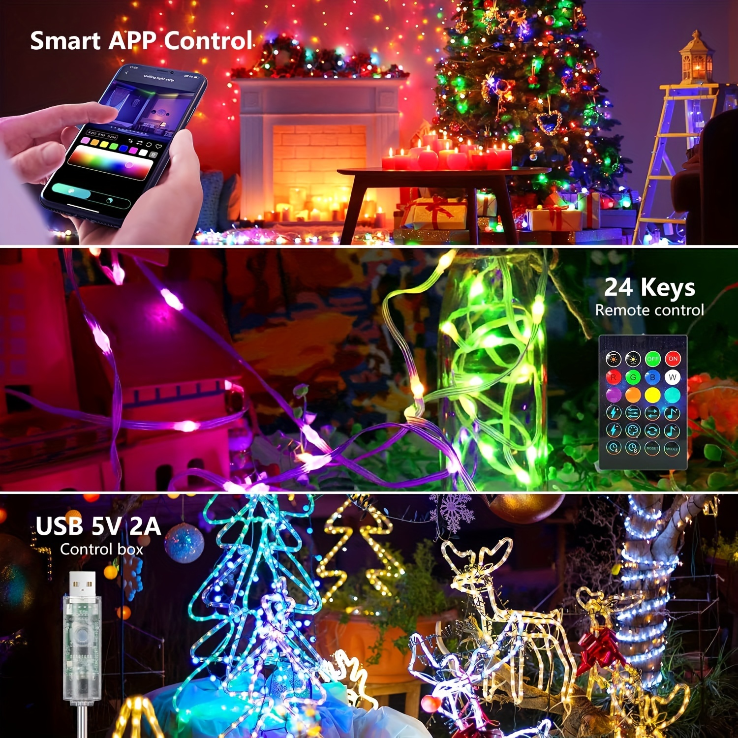 10M LED Copper Wire Fairy Lights RGBIC Dream Color USB LED String Lights  Party