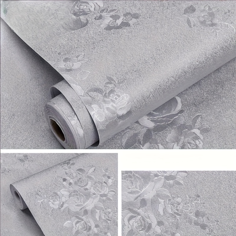 

1 Roll Aesthetic Style Silvery Flowers Pattern Wallpaper, Removable Self-adhesive, Peel And Stick Contact Paper For Living Room, Kitchen, Bedroom, Home And Dormitory Furniture Decoration, 17.7*118in
