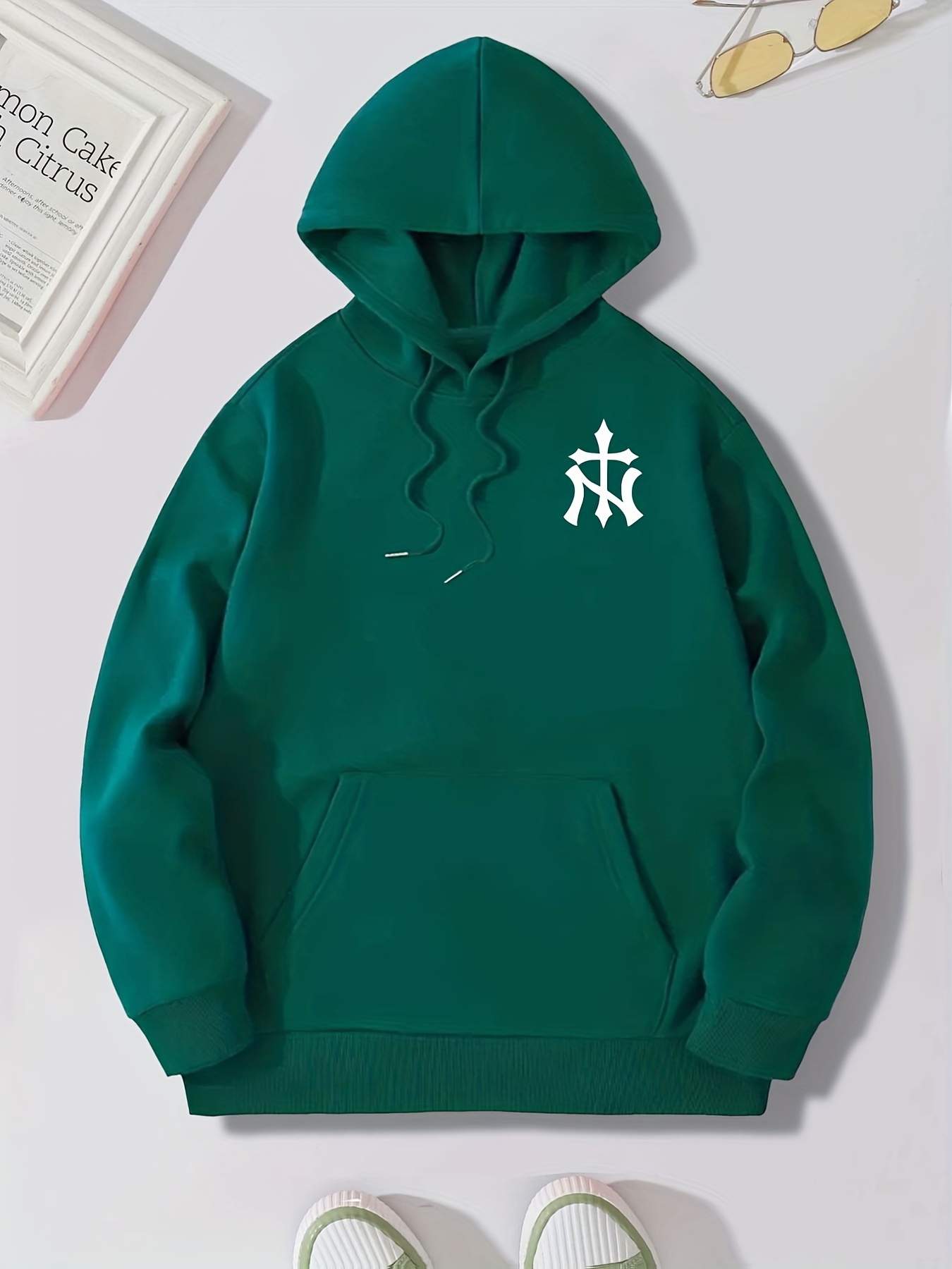 Hoodies per uomini Felpa con cappuccio con stampa di lettera N e