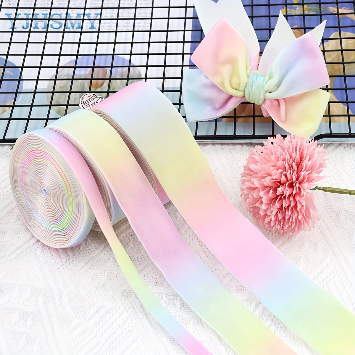 Rainbow Gift Satin Ribbon, 1 inch x 24 Yard Colorful Ribbon for Thanksgiving Christmas Gift Wrapping, DIY Handmade Bows Crafts Decoration
