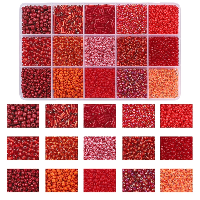 15 Grids Glass Seed Millet Beads Tube Beads Glass Trumpet Beads