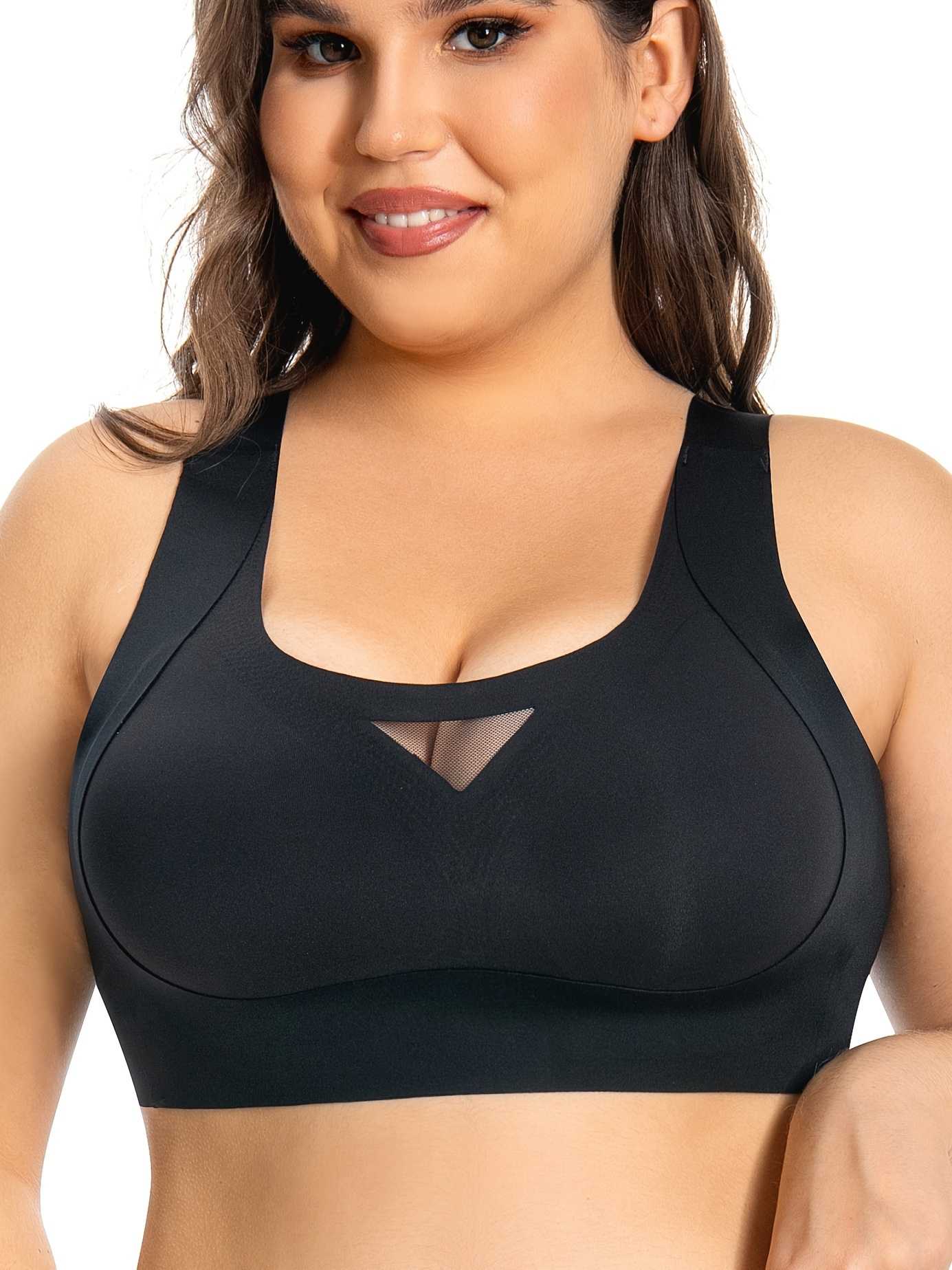 Plus Contrast Binding Ruched Sports Bra