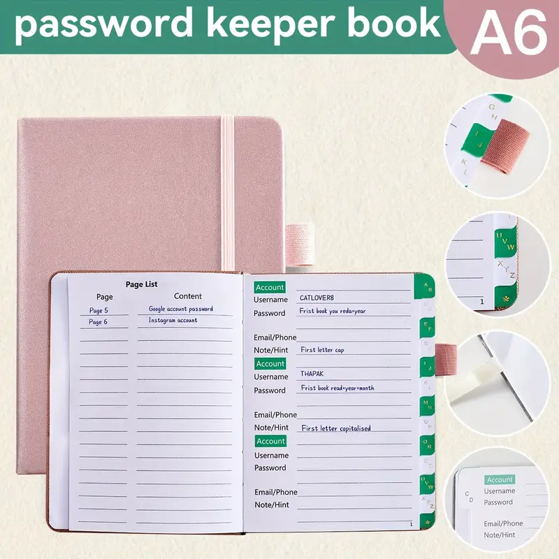 A6 Libro Password Schede Alfabetiche Ottimo Custode Password - Temu  Switzerland