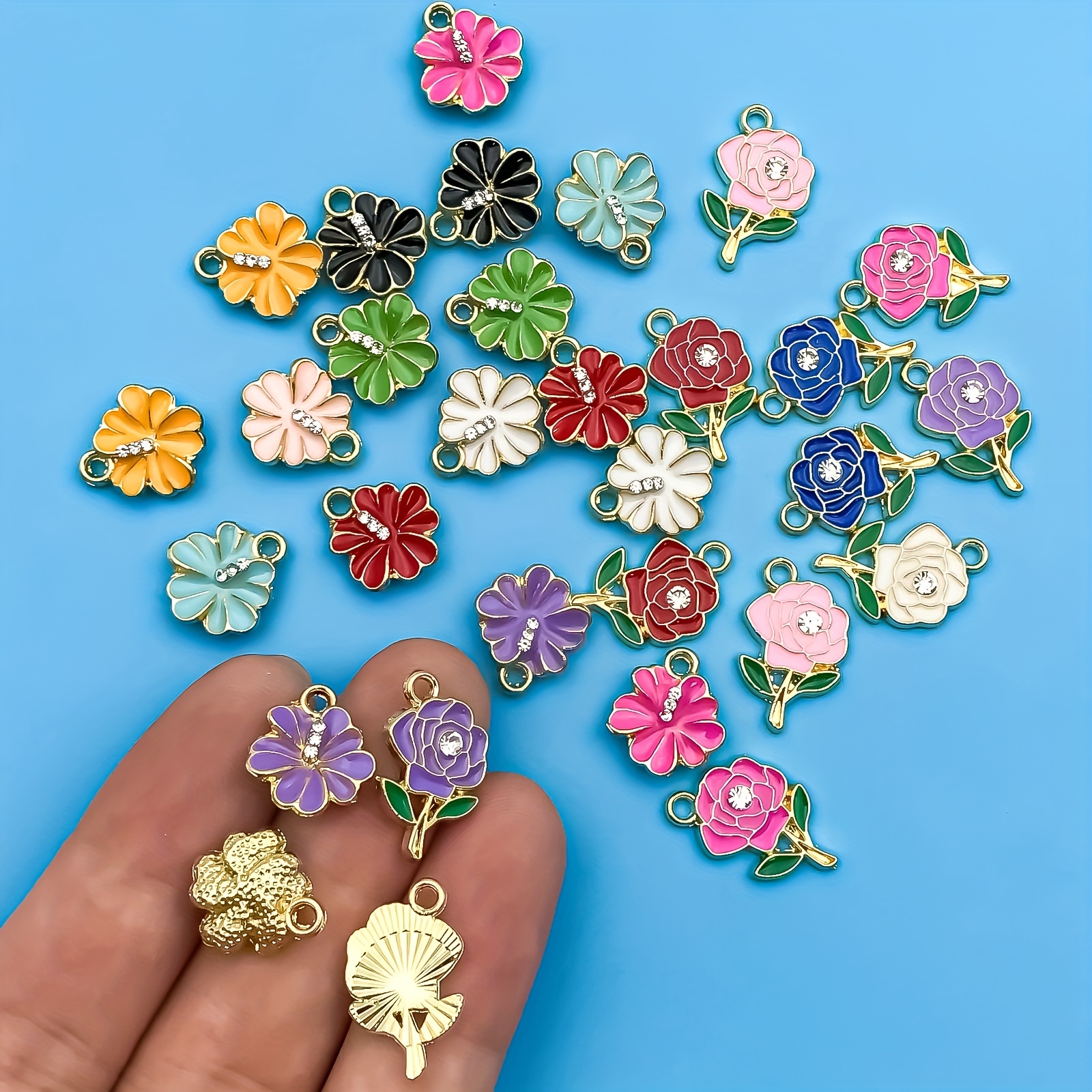 Craft Multicolored Enamel Flowers with buying rhinestone accents