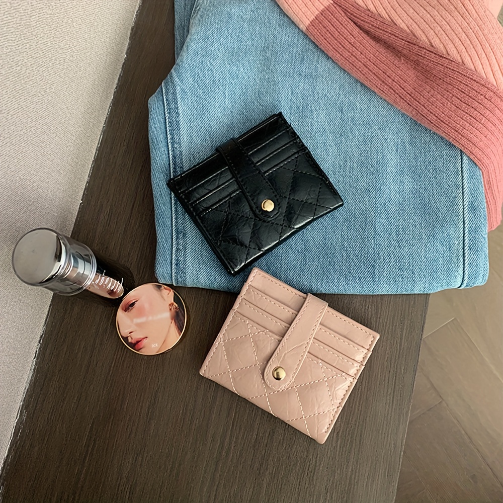 Argyle Embroidery Wallet, Women's Folding Long Money Clip, Clutch Bag  Classic Small Card Purse - Temu