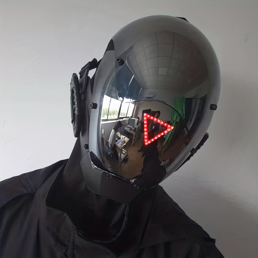 Maschera cyberpunk, caschi fantascientifici, festival di musica meccanica  personalizzata, regali for feste di Halloween, schemi e luci di  commutazione personalizzati APP Casco futuristico ( Color : St : :  Moda