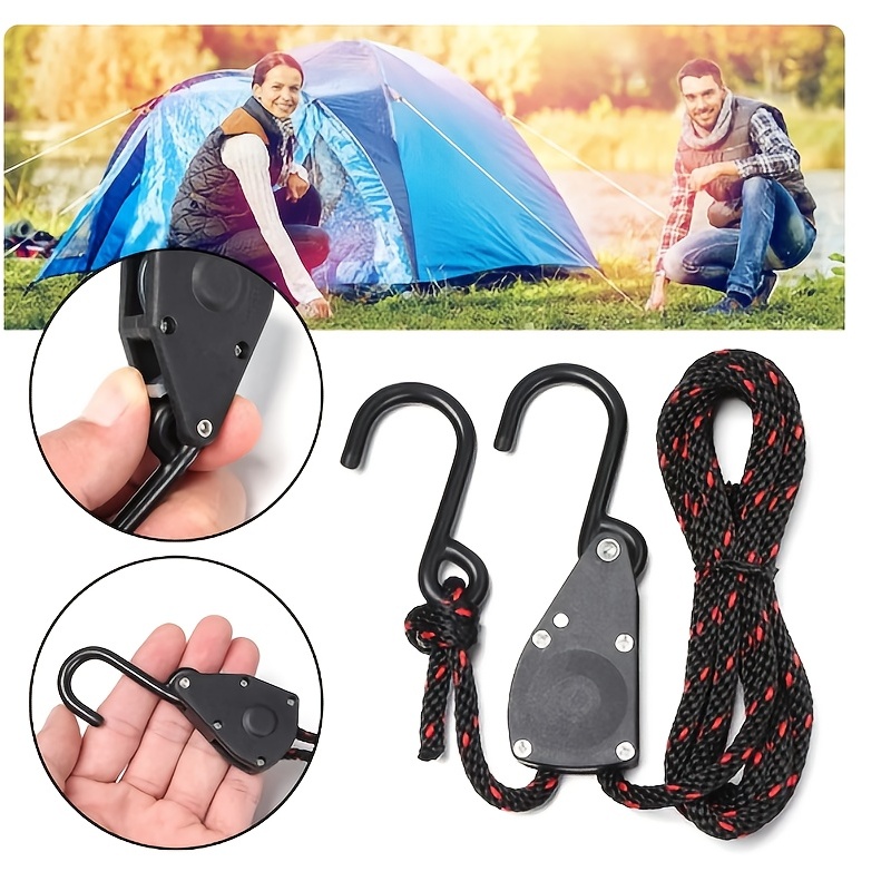 Acheter Accessoires de tente de corde à vent, tendeur, attache de corde  réglable, cintres à cliquet, poulie à boucle fixe