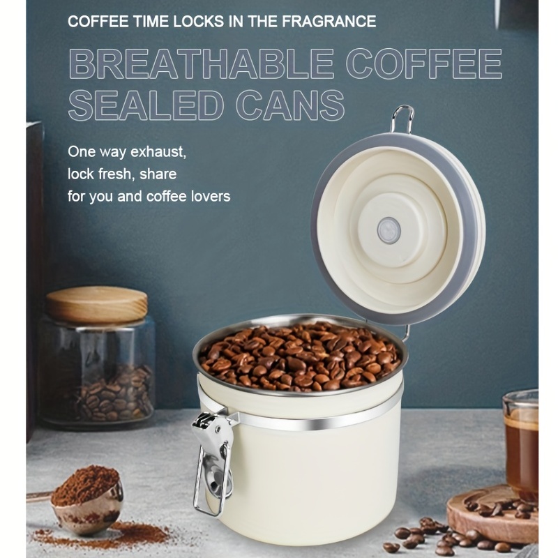 Stainless Steel Coffee Bean Sealed Jar with Measuring Spoon