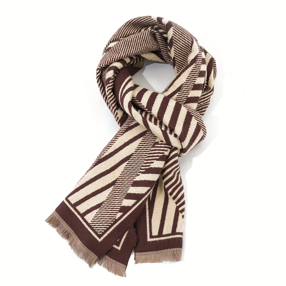1pc Mens Multicolor Thickened Zebra Pattern Jacquard Cashmere Scarf Shawl  Dual Use Autumn Winter Daily Outside Decoration Windproof Travel Photo Wear, Shop Limited-time Deals