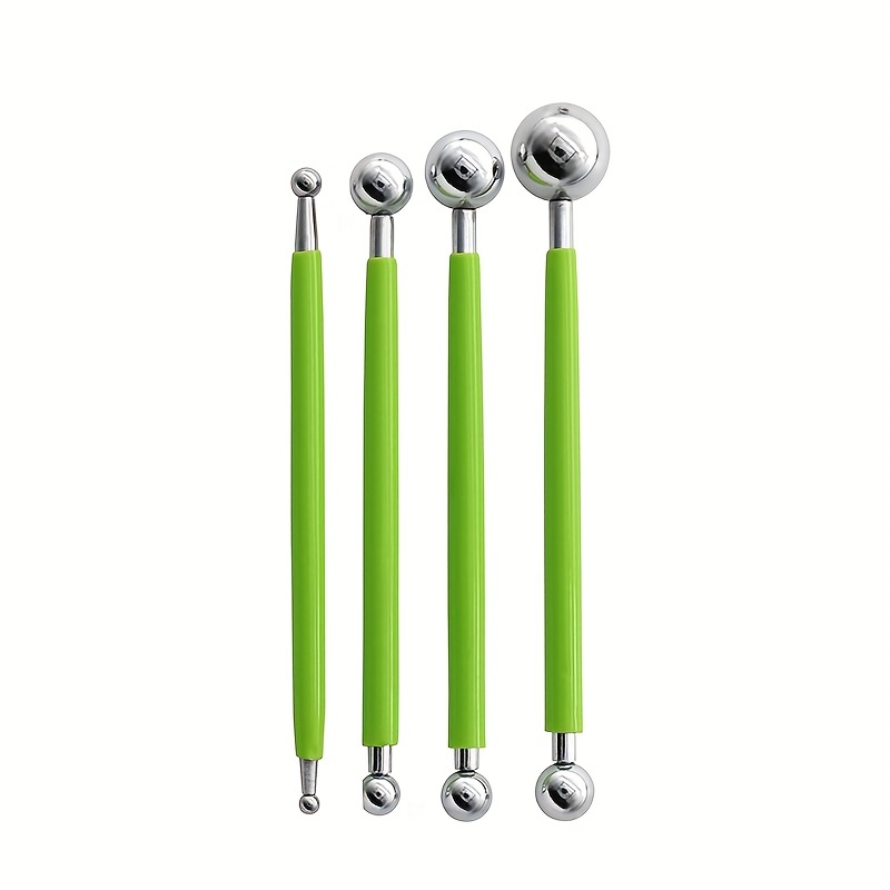 도자기 도구 4피스 세트, 부드러운 점토 조각 보조 도구, 도트 펜, 조각 및 엠보싱 스틱, 세라믹 도구