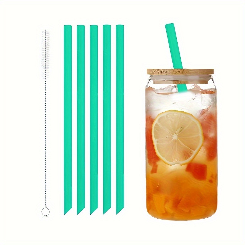 6 Pack Replacement Straws Compatible 14oz 20oz 30oz 40 oz Tumbler,Plastic  Clear Reusable Straw for Tumbler,Long Straws with Cleaning Brush for Cup  Accessories